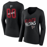 Atlanta Falcons Women's Hustle Personalized Name & Number Long Sleeve V-Neck T-Shirt - Black online