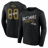 Baltimore Ravens Hustle Personalized Name & Number Long Sleeve T-Shirt - Black sale