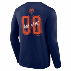 Chicago Bears Hustle Personalized Name & Number Long Sleeve T-Shirt - Navy cheap