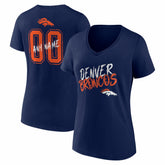 Denver Broncos Women's Hustle Personalized Name & Number V-Neck T-Shirt - Navy online