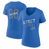 Detroit Lions Women's Hustle Personalized Name & Number V-Neck T-Shirt - Blue for sale
