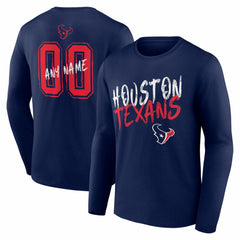 Houston Texans Hustle Personalized Name & Number Long Sleeve T-Shirt - Navy cheap