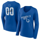 Indianapolis Colts Women's Hustle Personalized Name & Number Long Sleeve V-Neck T-Shirt - Royal on sale