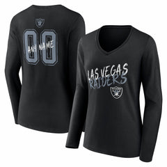 Las Vegas Raiders Women's Hustle Personalized Name & Number Long Sleeve V-Neck T-Shirt - Black discount