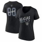 Las Vegas Raiders Women's Hustle Personalized Name & Number V-Neck T-Shirt - Black online