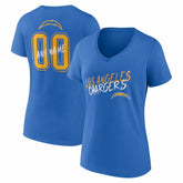 Los Angeles Chargers Women's Hustle Personalized Name & Number V-Neck T-Shirt - Powder Blue discount