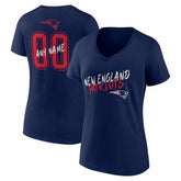 New England Patriots Women's Hustle Personalized Name & Number V-Neck T-Shirt - Navy outlet