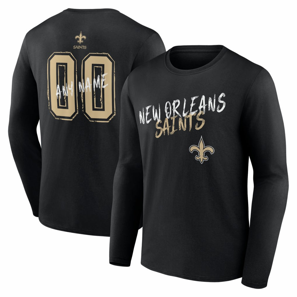 New Orleans Saints Hustle Personalized Name & Number Long Sleeve T-Shirt - Black sale