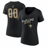 New Orleans Saints Women's Hustle Personalized Name & Number V-Neck T-Shirt - Black outlet