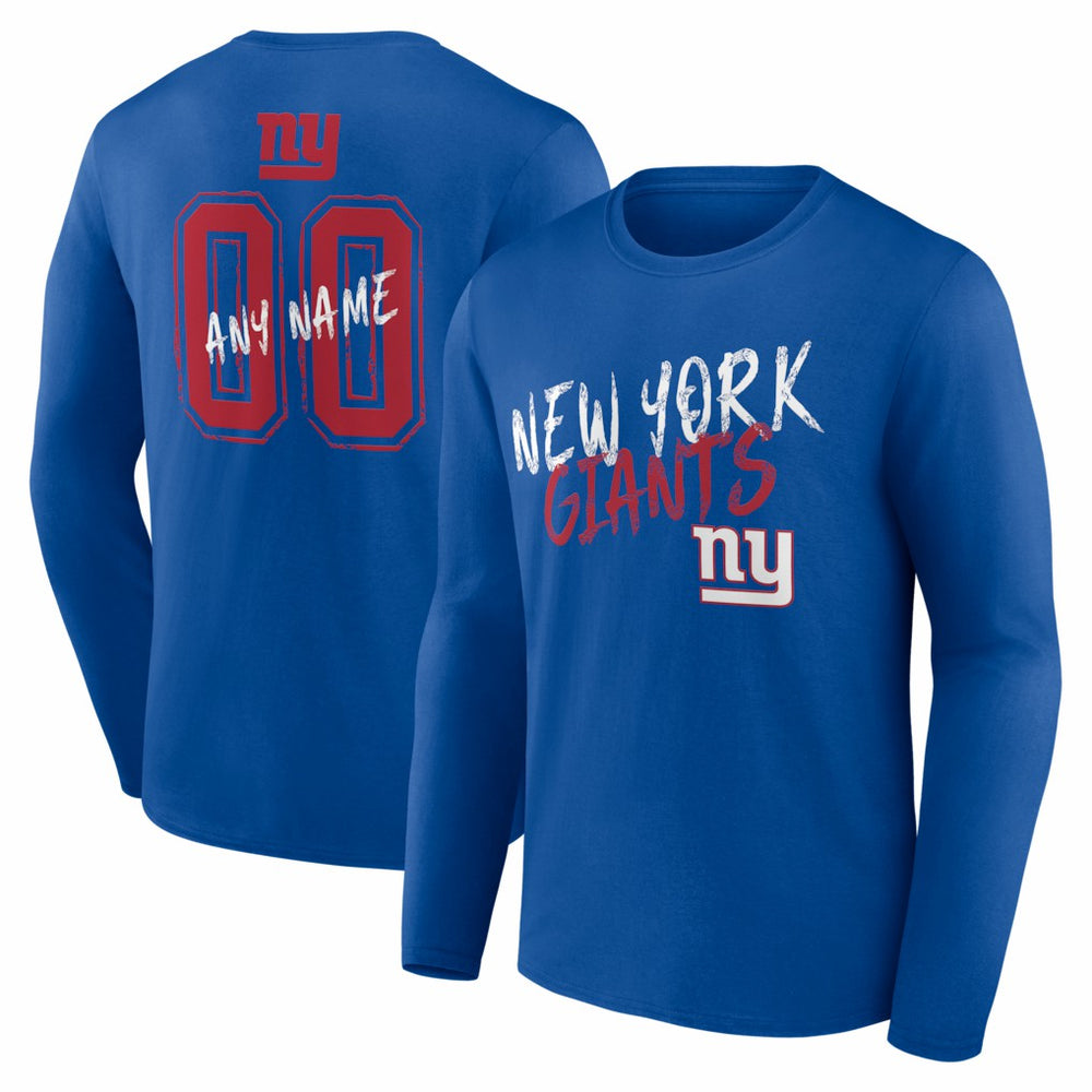 New York Giants Hustle Personalized Name & Number Long Sleeve T-Shirt - Royal sale