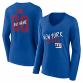 New York Giants Women's Hustle Personalized Name & Number Long Sleeve V-Neck T-Shirt - Royal for sale