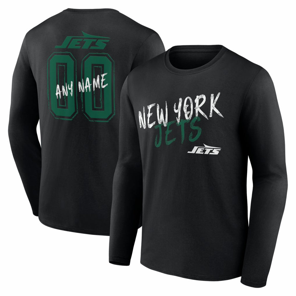 New York Jets Hustle Personalized Name & Number Long Sleeve T-Shirt - Black cheap