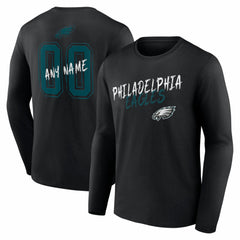 Philadelphia Eagles Hustle Personalized Name & Number Long Sleeve T-Shirt - Black for sale