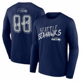 Seattle Seahawks Hustle Personalized Name & Number Long Sleeve T-Shirt - College Navy discount