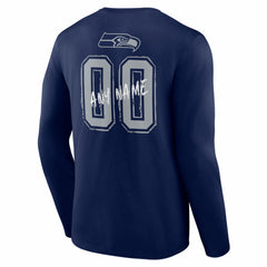 Seattle Seahawks Hustle Personalized Name & Number Long Sleeve T-Shirt - College Navy discount