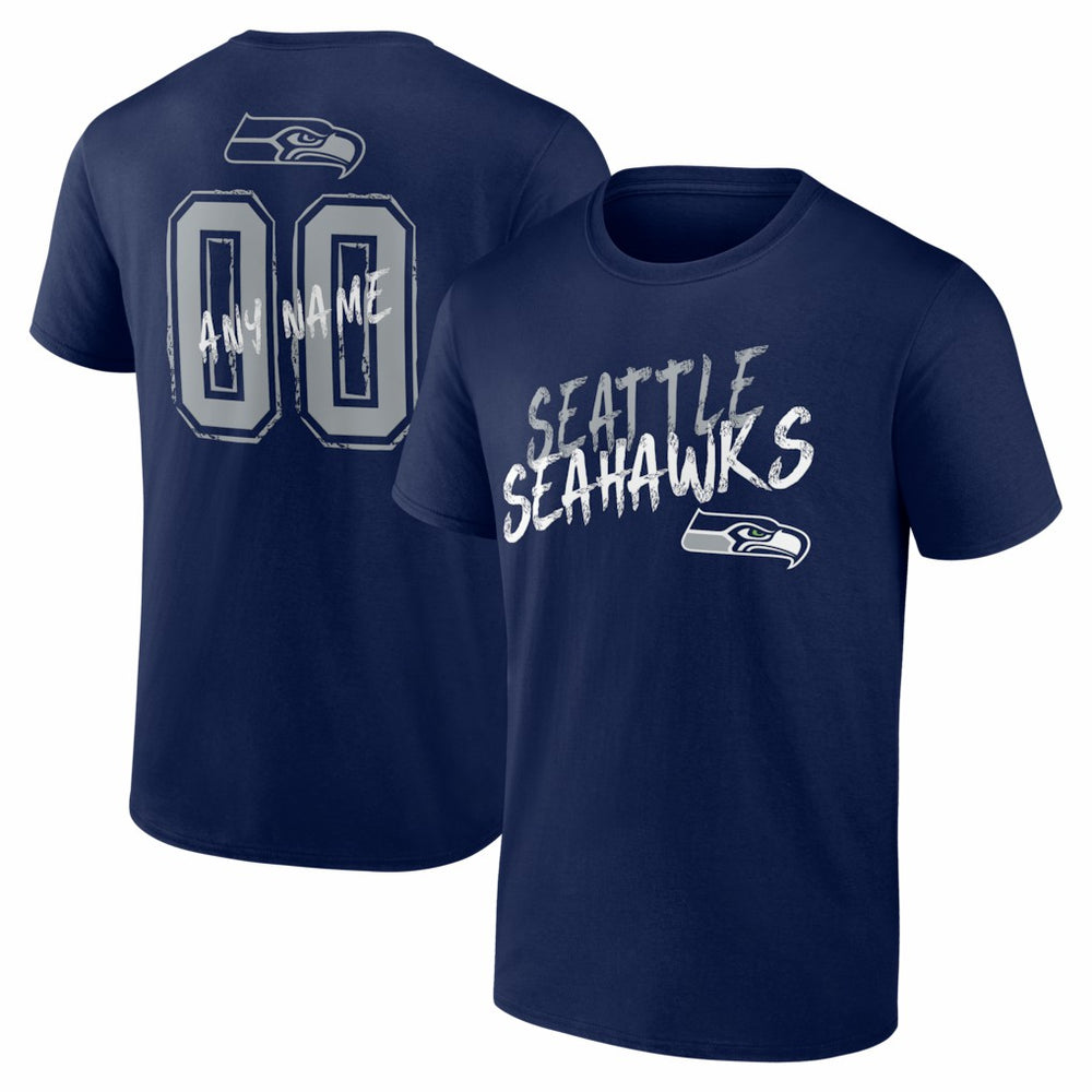 Seattle Seahawks Hustle Personalized Name & Number T-Shirt - College Navy cheap