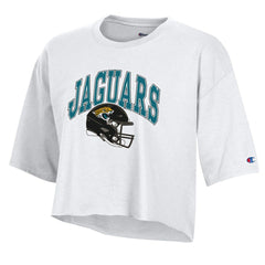 Jacksonville Jaguars Champion Women's Boyfriend Cropped T-Shirt - White for sale