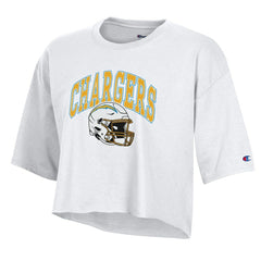 Los Angeles Chargers Champion Women's Boyfriend Cropped T-Shirt - White on sale