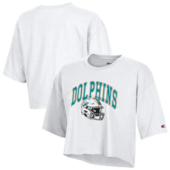 Miami Dolphins Champion Women's Boyfriend Cropped T-Shirt - White on sale