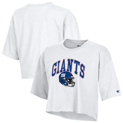 New York Giants Champion Women's Boyfriend Cropped T-Shirt - White outlet