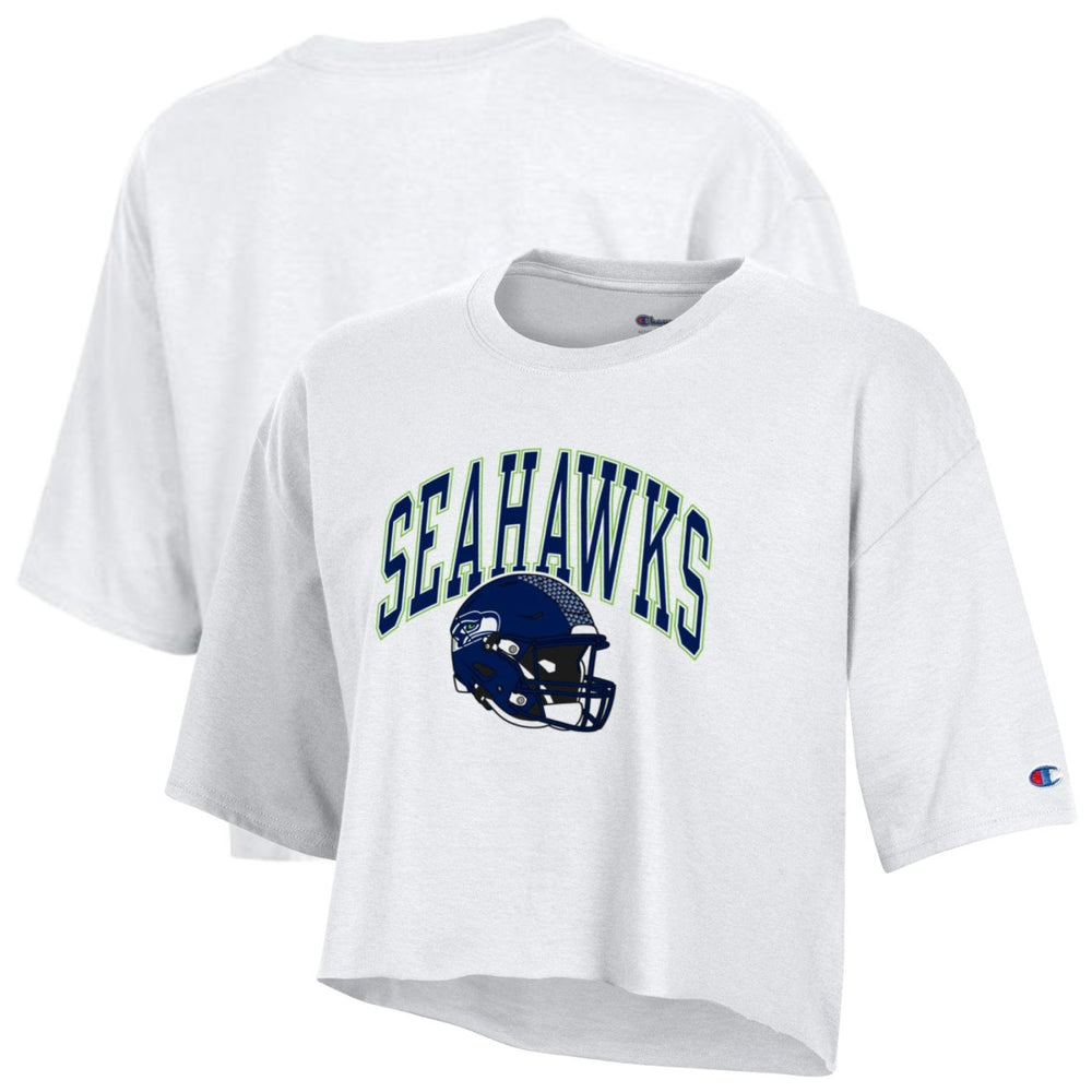 Seattle Seahawks Champion Women's Boyfriend Cropped T-Shirt - White sale