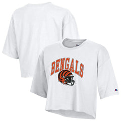 Cincinnati Bengals Champion Women's Boyfriend Cropped T-Shirt - White cheap