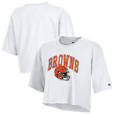 Cleveland Browns Champion Women's Boyfriend Cropped T-Shirt - White on sale