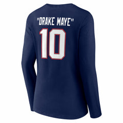 Drake Maye New England Patriots Women's Nickname V-Neck Long Sleeve T-Shirt - Navy discount