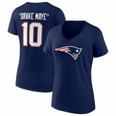 Drake Maye New England Patriots Women's Nickname V-Neck T-Shirt - Navy outlet