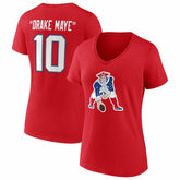 Drake Maye New England Patriots Women's Nickname V-Neck T-Shirt - Red sale