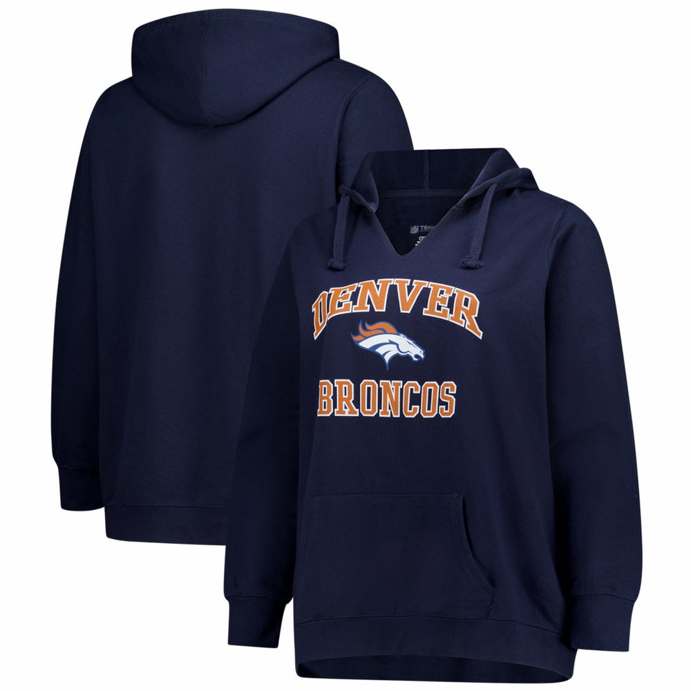 Denver Broncos Women's Plus Size Heart & Soul Notch Neck Hoodie - Navy online