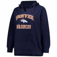 Denver Broncos Women's Plus Size Heart & Soul Notch Neck Hoodie - Navy online