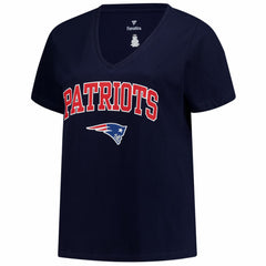 New England Patriots Women's Plus Size Arch Over Logo V-Neck T-Shirt - Navy cheap