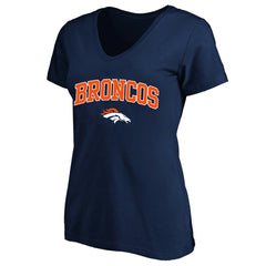 Denver Broncos Women's Plus Size Arch Over Logo V-Neck T-Shirt - Navy outlet