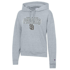 San Diego Padres Champion Women's Distressed Powerblend Hoodie Heather Gray