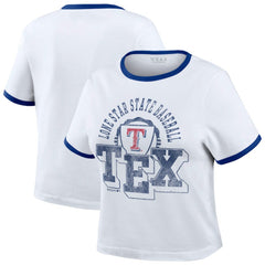 Texas Rangers WEAR by Erin Andrews Women's Ringer Baby T-Shirt White