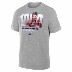Leon Draisaitl Edmonton Oilers 1000 Career Points Legacy T-Shirt - Gray T-shirts
