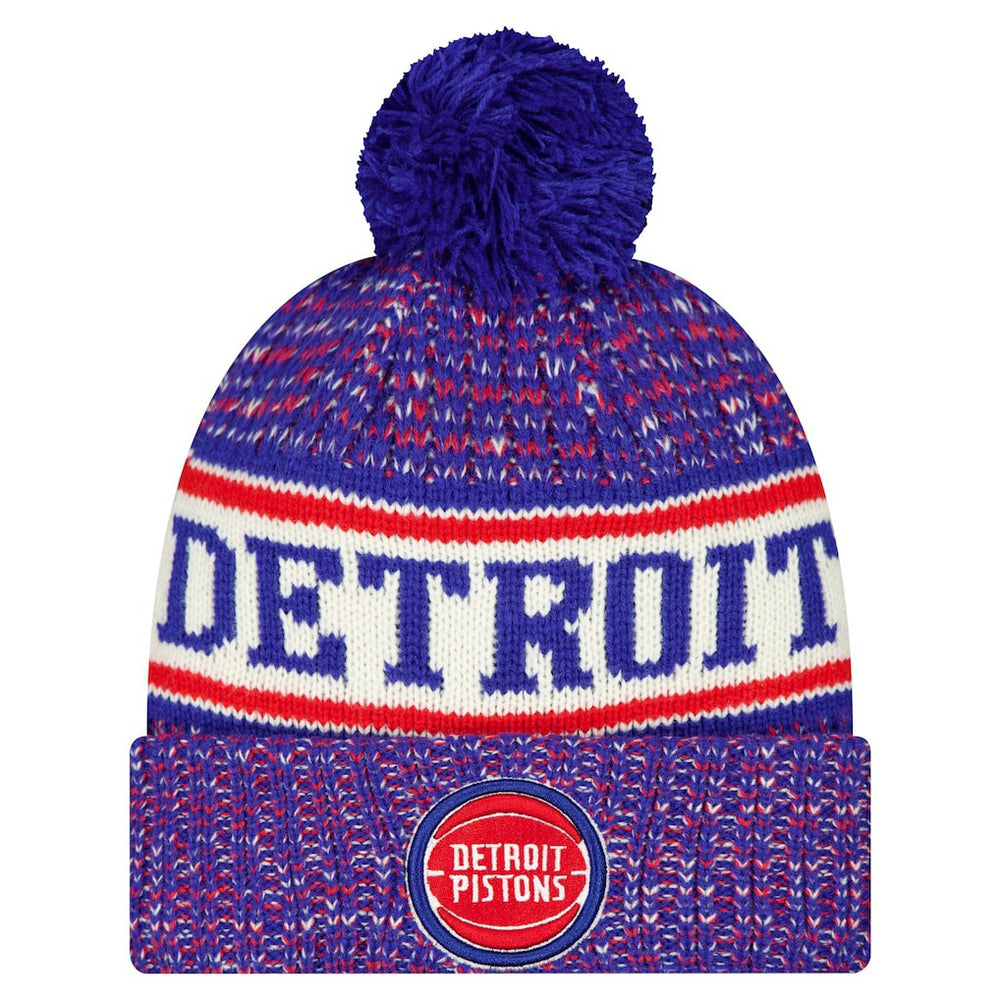 Detroit Pistons Team Cuffed Knit Hat with Pom sale - Blue discount