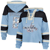 Alexander Ovechkin Washington Capitals '47 Women's Cherry Blossom Superior Lacer Cropped Pullover Hoodie - Light Blue Hoodies