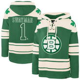 Jeremy Swayman Boston Bruins '47 St. Patrick's Day Player Name & Number Lacer Pullover Hoodie - Kelly Green Hoodies