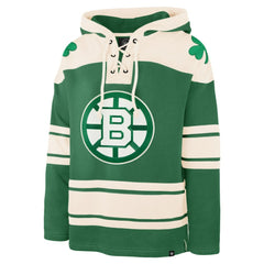 Jeremy Swayman Boston Bruins '47 St. Patrick's Day Player Name & Number Lacer Pullover Hoodie - Kelly Green Hoodies