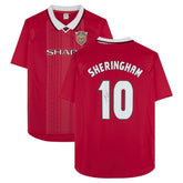 Teddy Sheringham Manchester United Autographed 1999 Red UEFA Champions League Home Jersey Discount - Icons