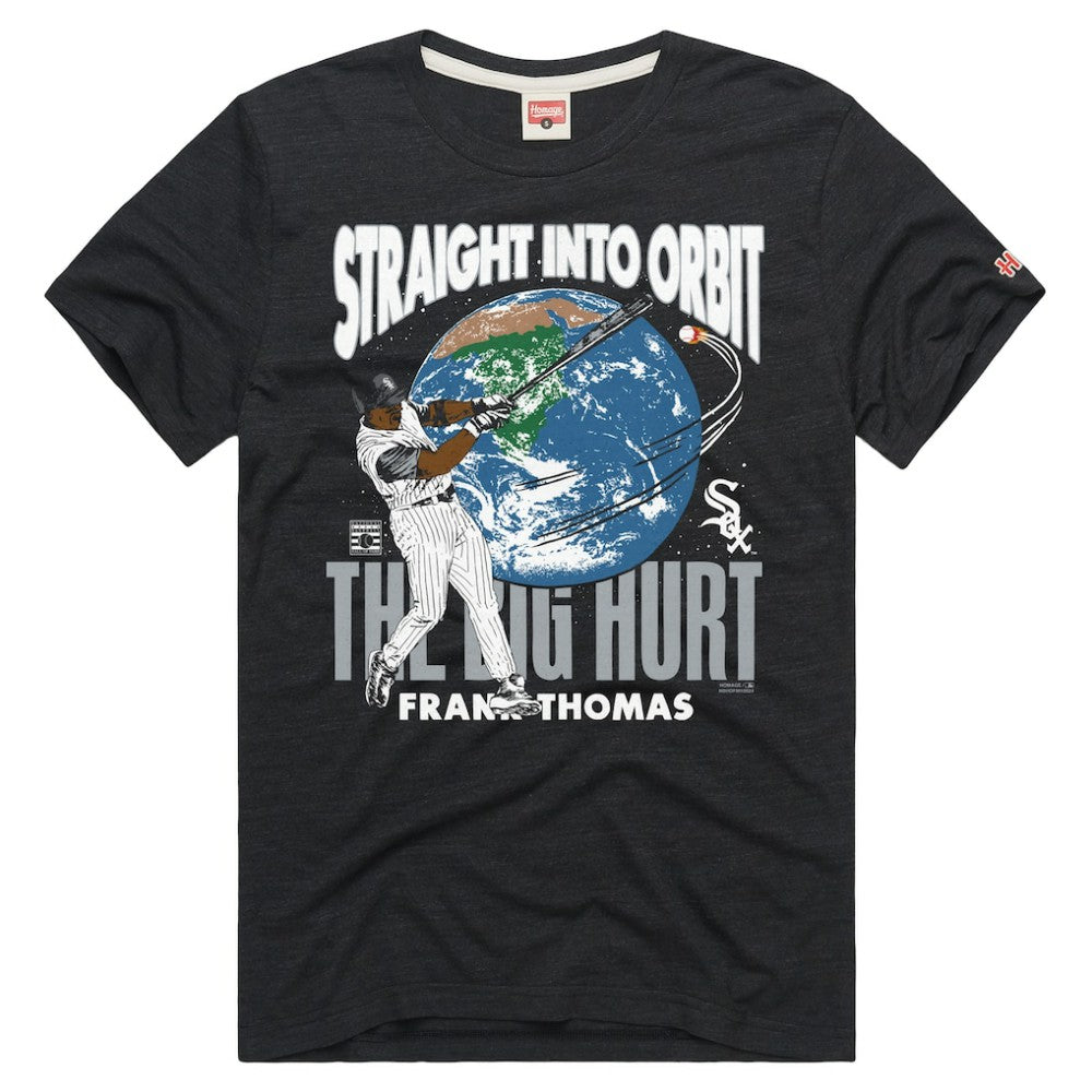 Frank Thomas Chicago White Sox Homage Unisex Straight Into Orbit Player Graphic Tri-Blend T-Shirt Charcoal