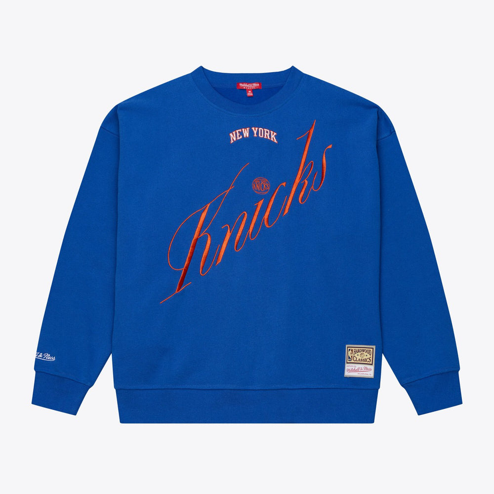 New York Knicks Women's Hardwood Classics Script Lightweight Sweatshirt - Royal sale