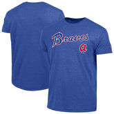Atlanta Braves Champion Cooperstown Wordmark Lockup Tri-Blend T-Shirt Royal