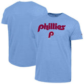 Philadelphia Phillies Champion Cooperstown Wordmark Lockup Tri-Blend T-Shirt Light Blue