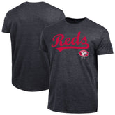 Cincinnati Reds Champion Cooperstown Wordmark Lockup Tri-Blend T-Shirt Black
