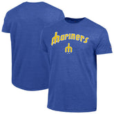Seattle Mariners Champion Cooperstown Wordmark Lockup Tri-Blend T-Shirt Royal