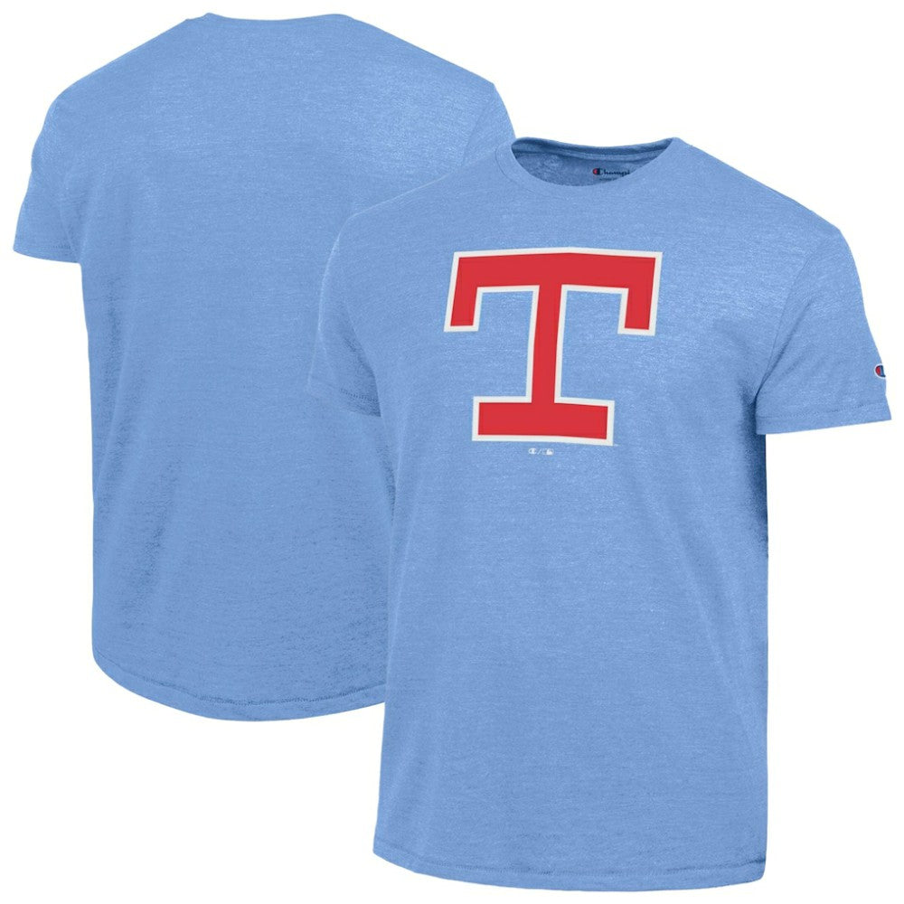 Texas Rangers Champion Cooperstown Logo Tri-Blend T-Shirt Light Blue