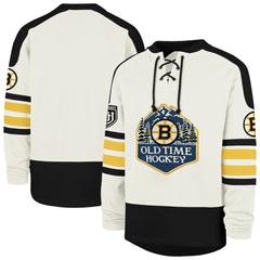 Boston Bruins '47 Pond Hockey Trio Eternal Lacer Sweatshirt - Cream Sweatshirts